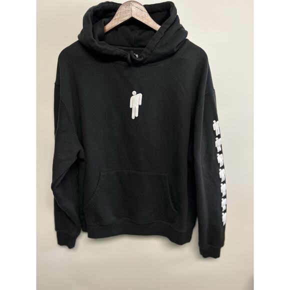 2019 Men’s BILLIE EILISH Black Lash Tour BLOHSH 2 Sided HOODIE Large Punk Band - Picture 3 of 9
